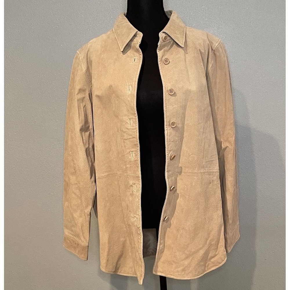 Bagatelle Women's Tan Suede Shirt Jacket Size Medium Leather